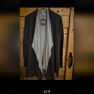 Women's Charcoal Gray Striped Sweater